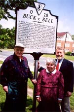 Paul Lombardo and survivors at the Buck Marker in Charlottesville